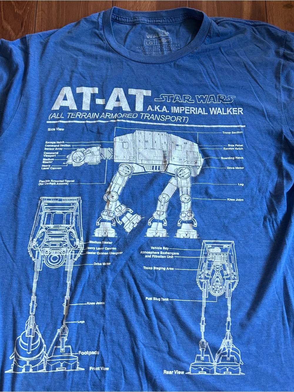 LG Blue Star Wars Logo T-Shirt Interior Print